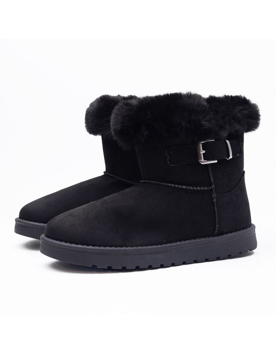SUSIE FAUX FUR LINED ANKLE BOOTS IN BLACK SUEDE