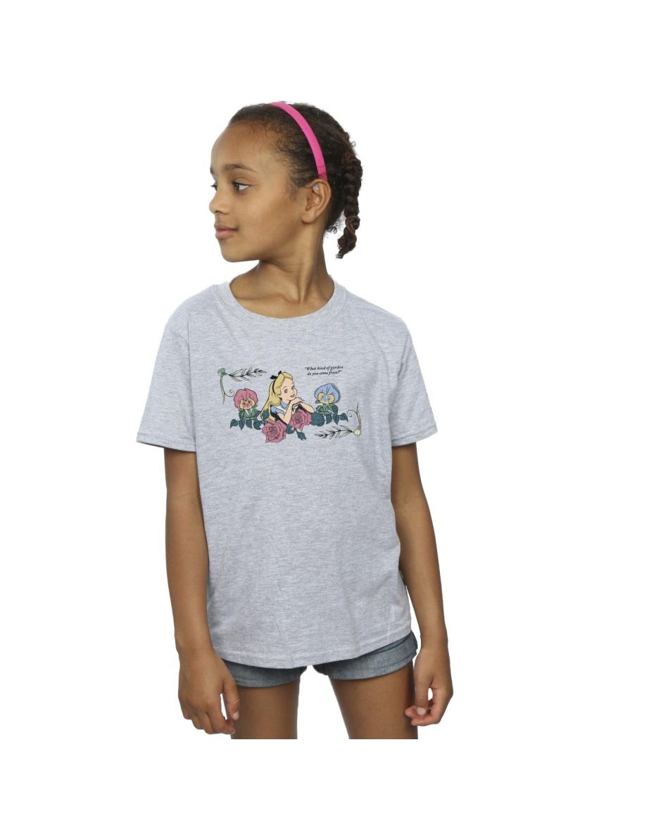Disney Girls Alice In Wonderland What Kind Of Garden Cotton T-Shirt - Sports Grey