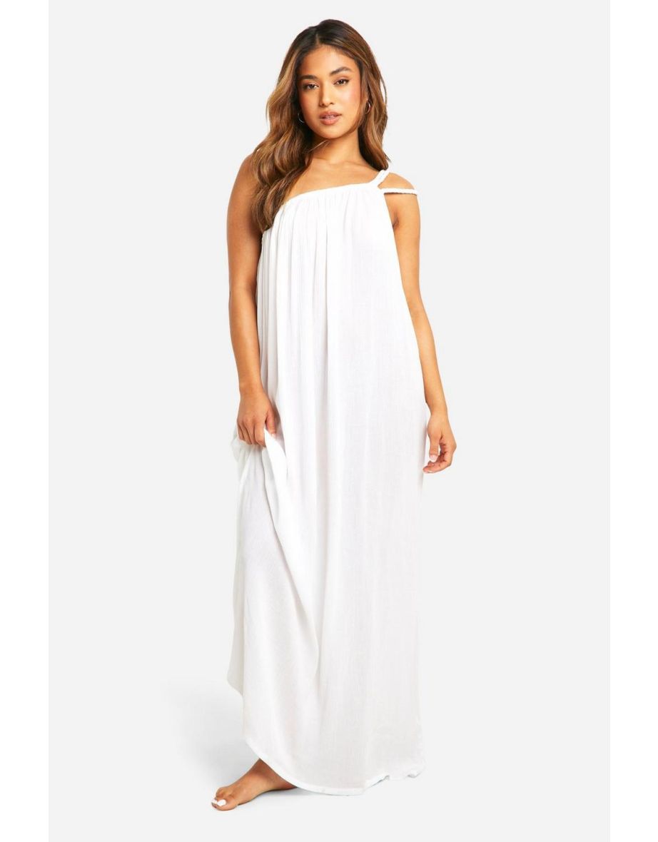 Petite Plait Trim Beach Maxi Dress - white