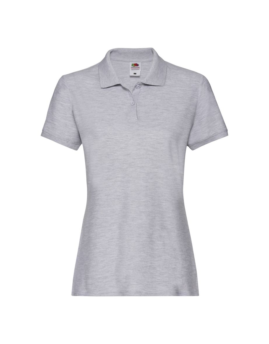 Fruit Of The Loom Ladies Lady-Fit Premium Short Sleeve Polo Shirt - Athletic Heather Grey