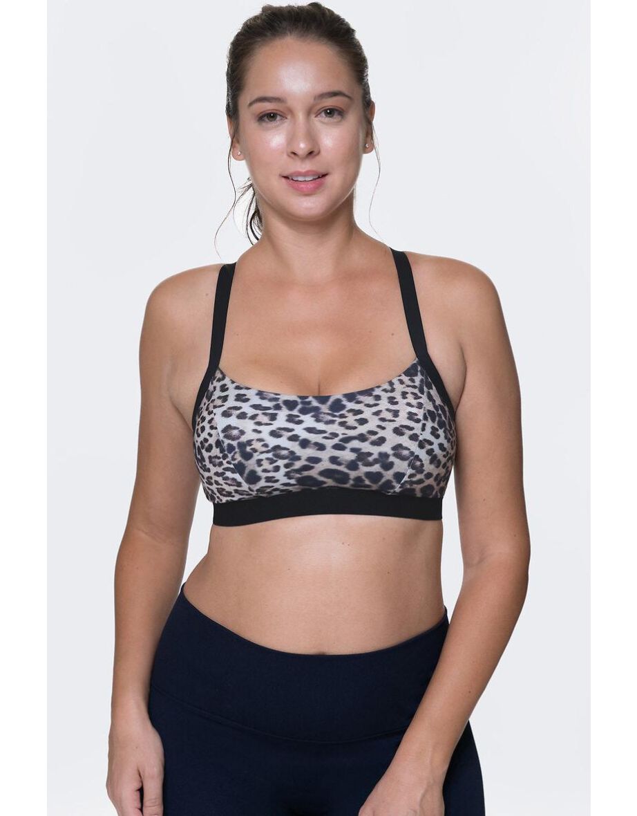 Javari Light Impact Sports Bra in Leopard Print