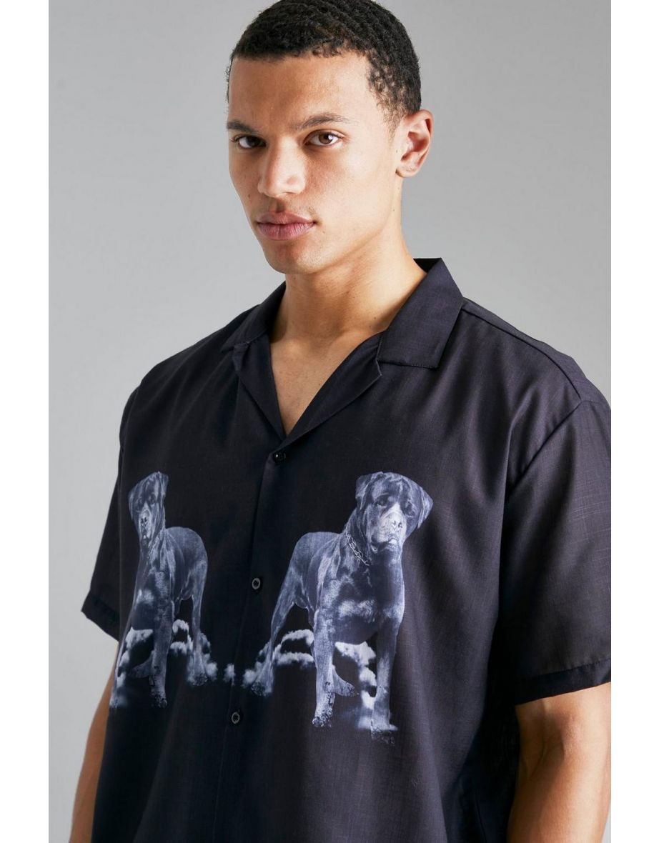 Tall Rottweiler Viscose Revere Shirt - black - 2