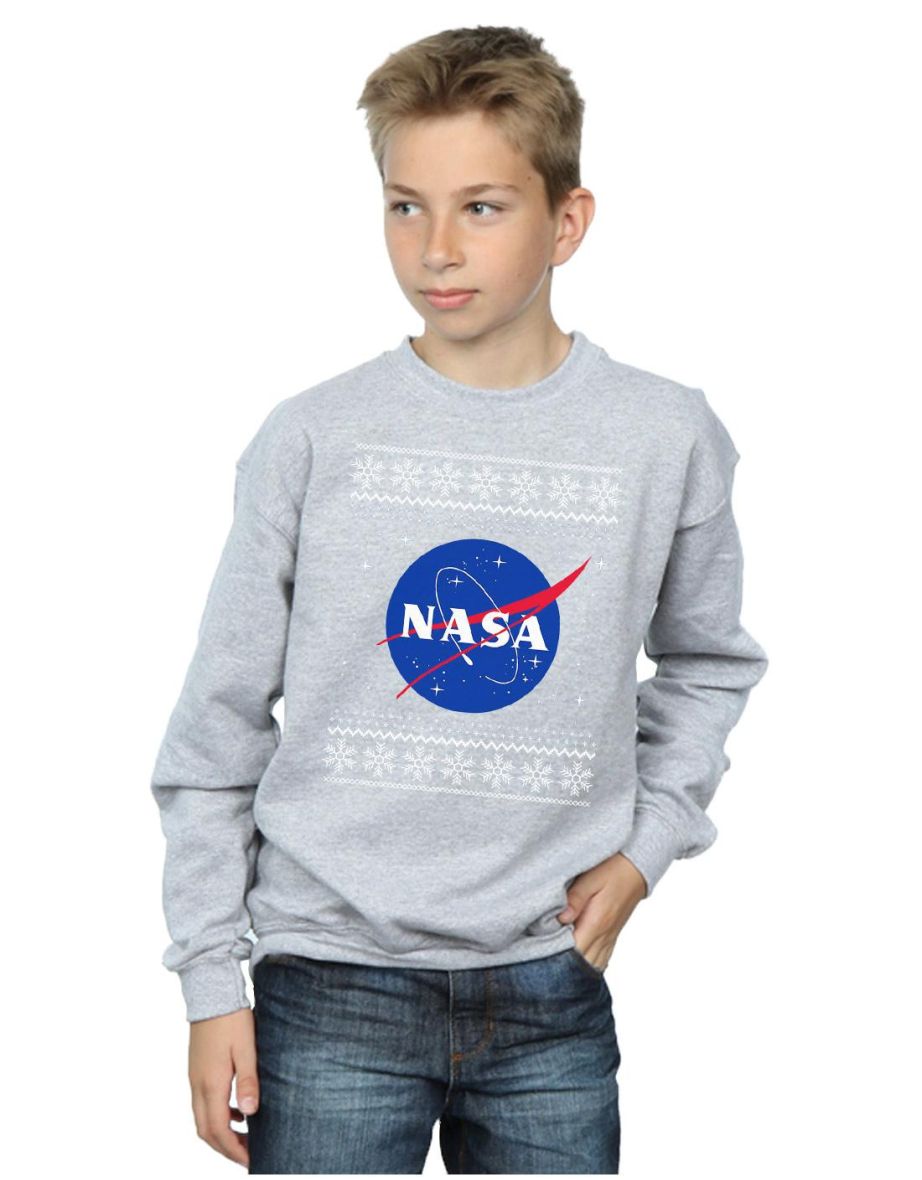 NASA Boys Classic Fair Isle Sweatshirt - Sports Grey