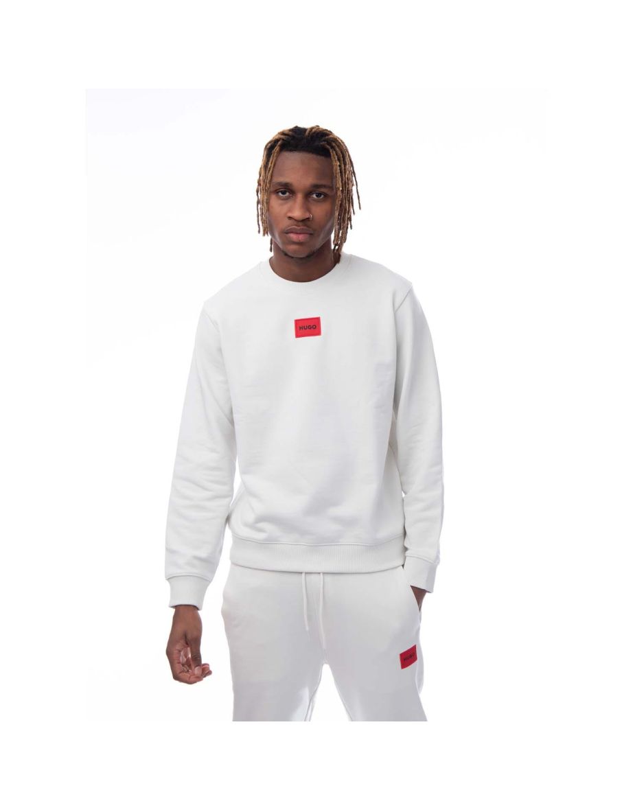 Men's Hugo Boss Red Logo Label Sweatshirt in White