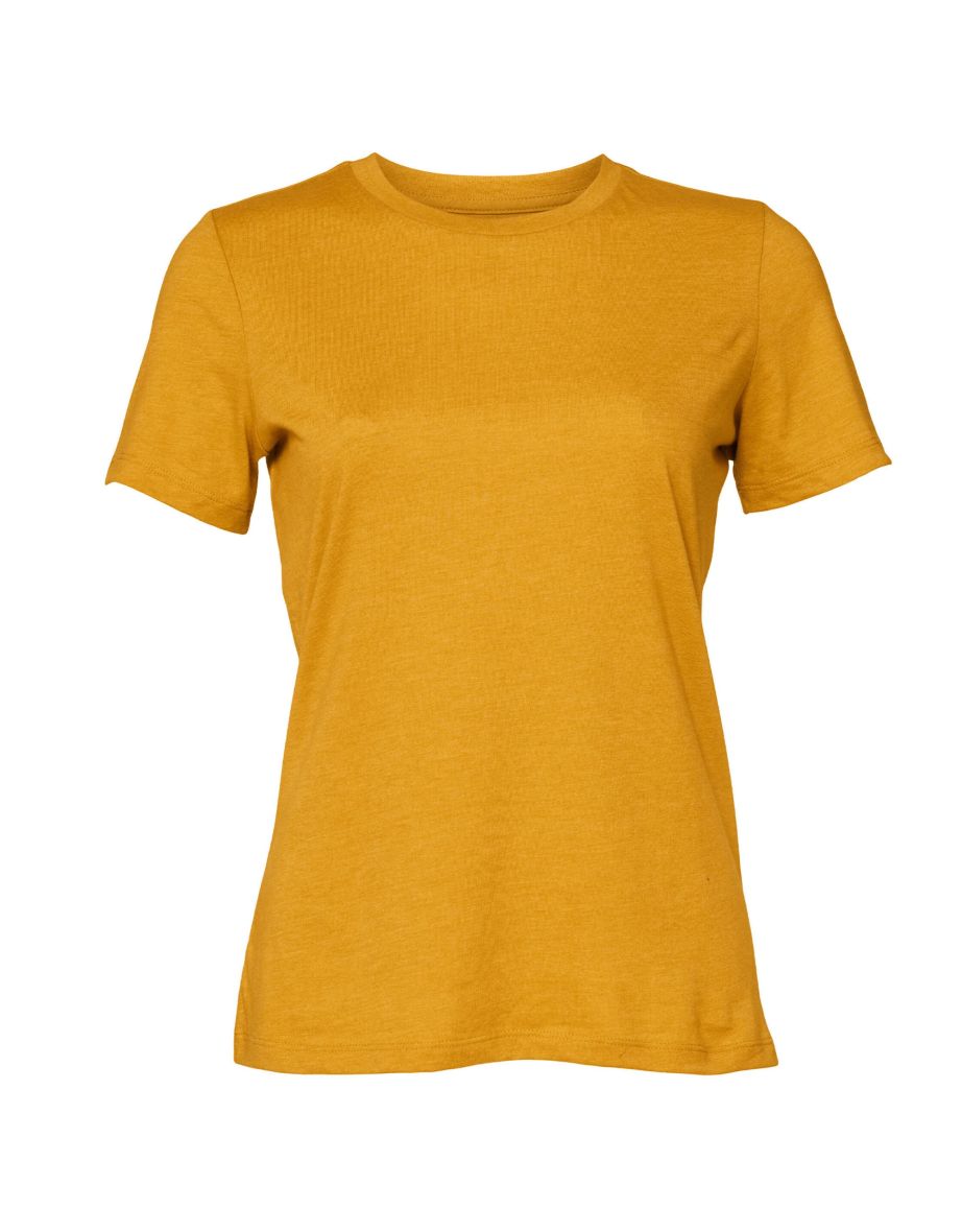 Bella + Canvas Womens/Ladies Heather Jersey Relaxed Fit T-Shirt - Mustard Yellow