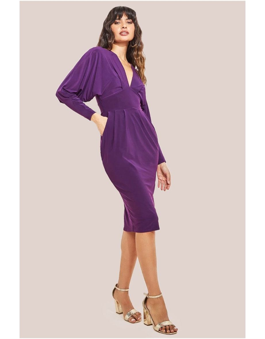 Goddiva Batwing Sleeve Midi Dress