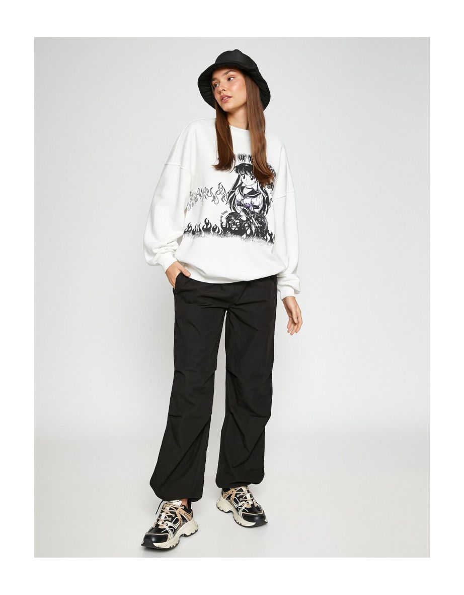 Anime Sweatshirt Oversize Crew Neck Long Sleeve Fleece Inner - 4