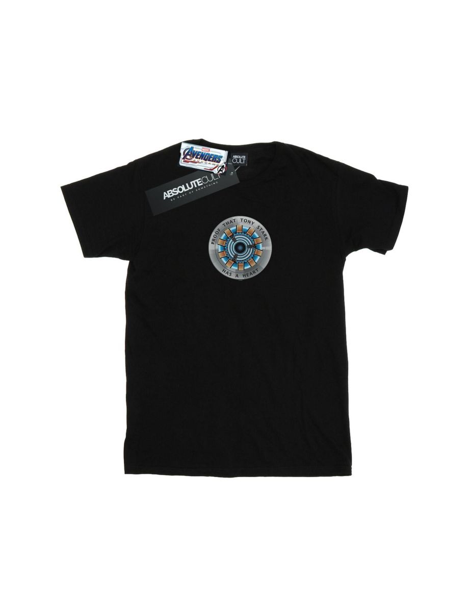 Marvel Womens/Ladies Avengers Endgame Tony Stark Heart Cotton Boyfriend T-Shirt - Black - 1