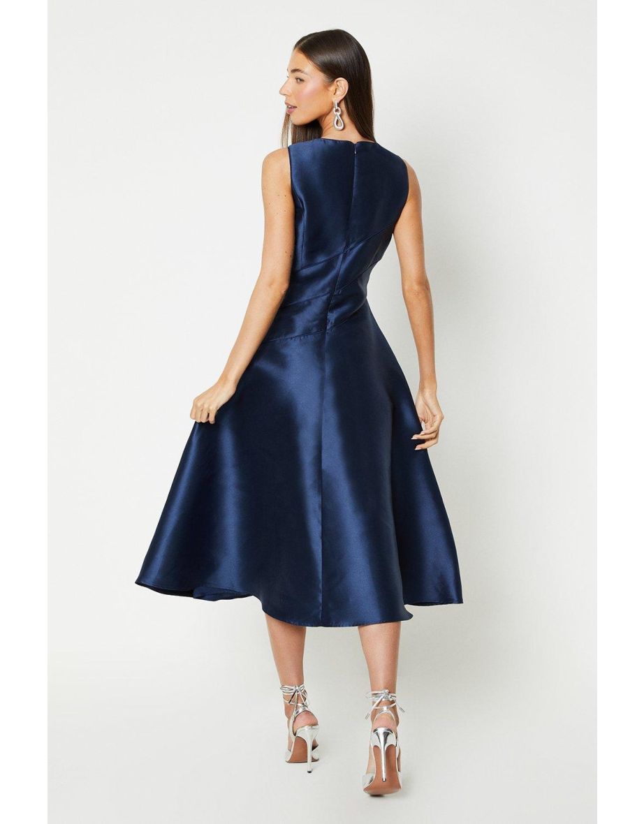Twill Midi Dress With Piping - 2