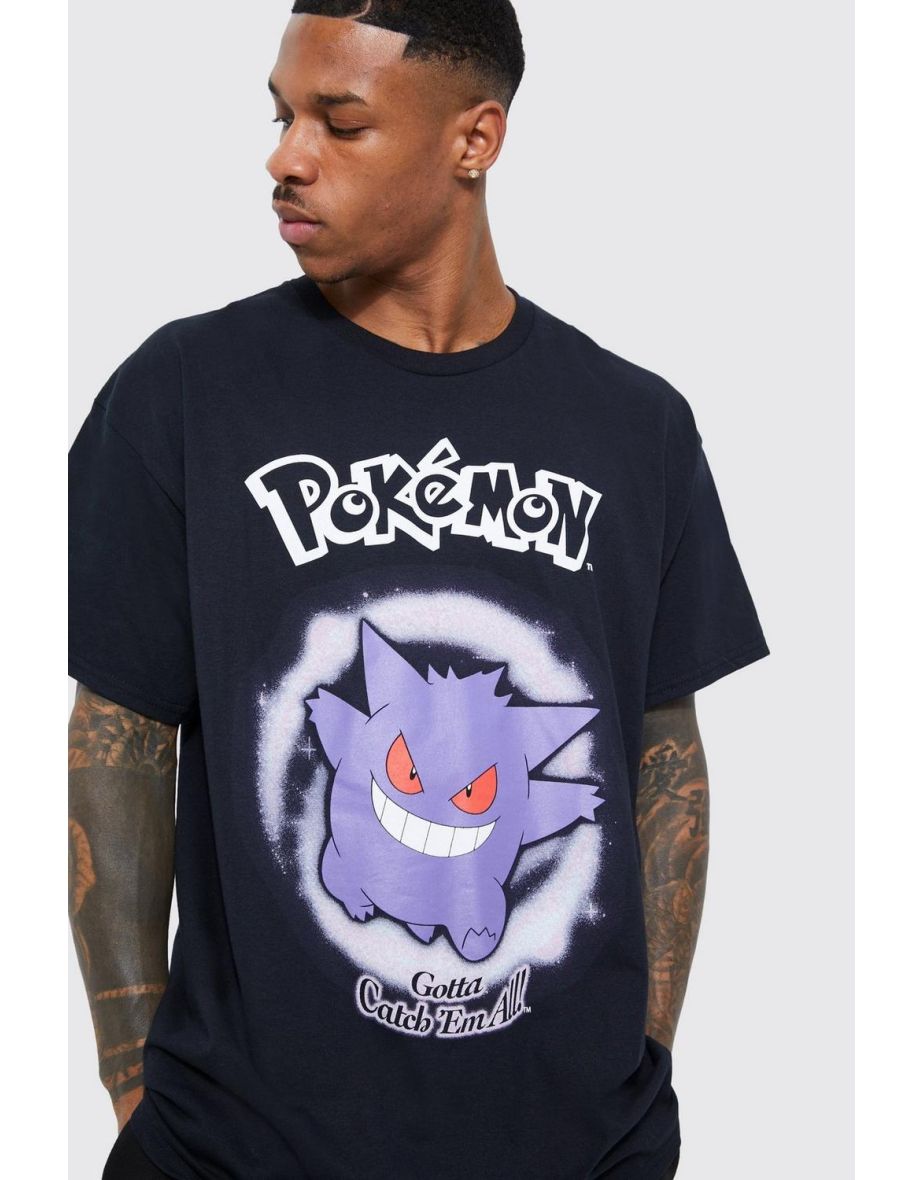 Oversized Pokemon Gengar License T-shirt - black - 2