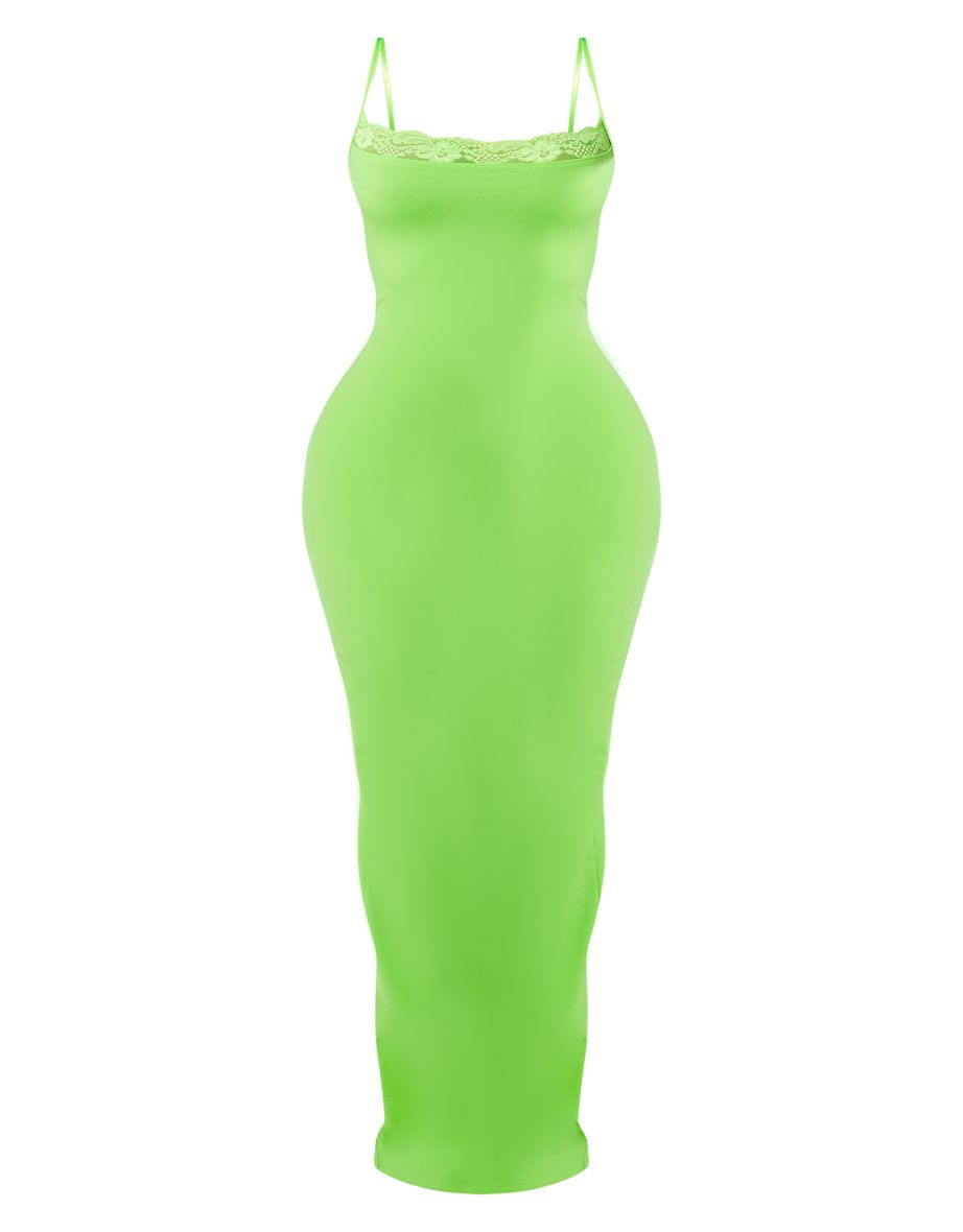Shape Lime Lace Detail Matte Sculpt Maxi Dress - 4
