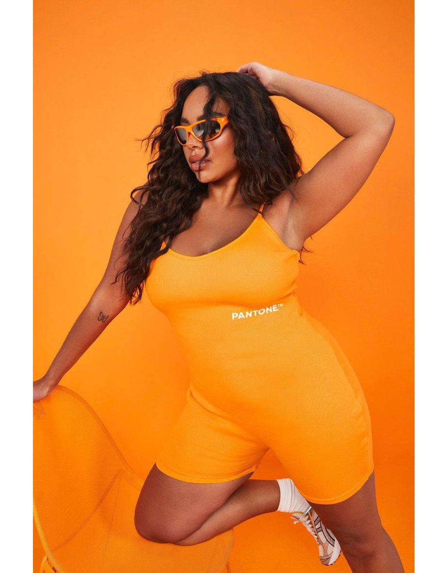 Pantone Ribbed Unitard - orange
