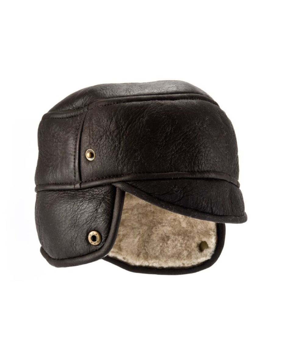 Eastern Counties Leather Mens Caxton Sheepskin Aviator Trapper Hat - Dark Brown Forest