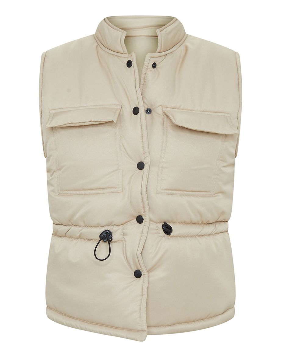 Stone Pocket Front Toggle Waist Pocket Detail Gilet - 4