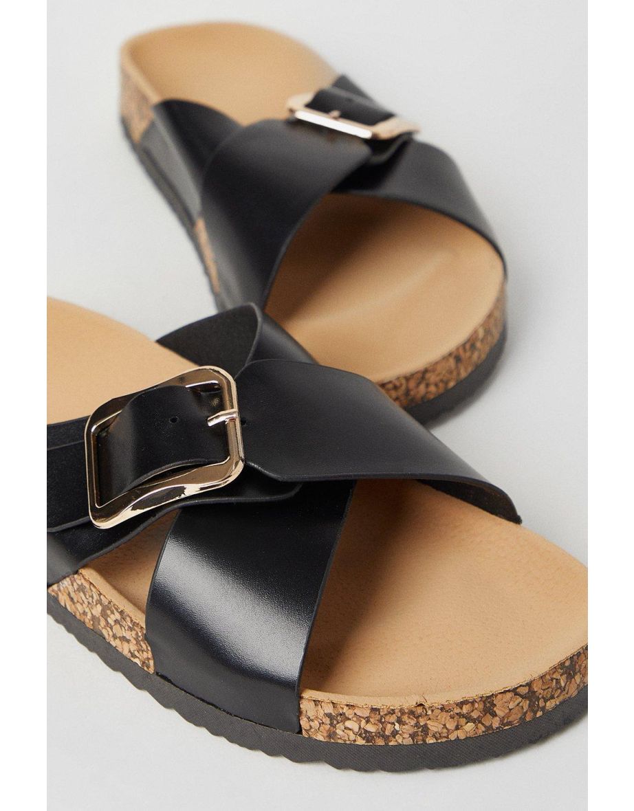 Bertie Cross Strap Buckle Detail Footbed Sandals - 3
