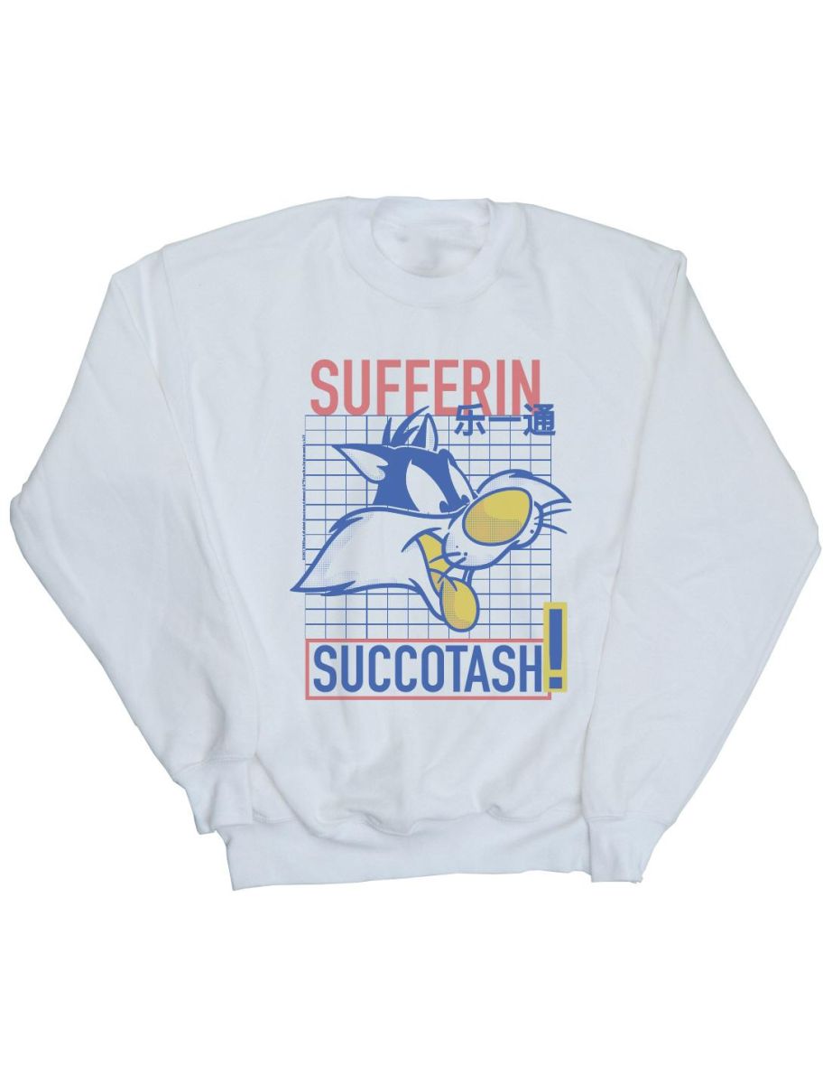 Looney Tunes Boys Sylvester Sufferin Succotash Sweatshirt - White