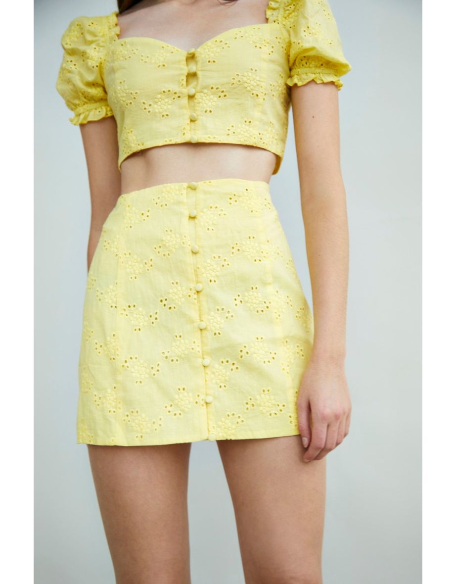 Yellow Column Mini Skirt - 3