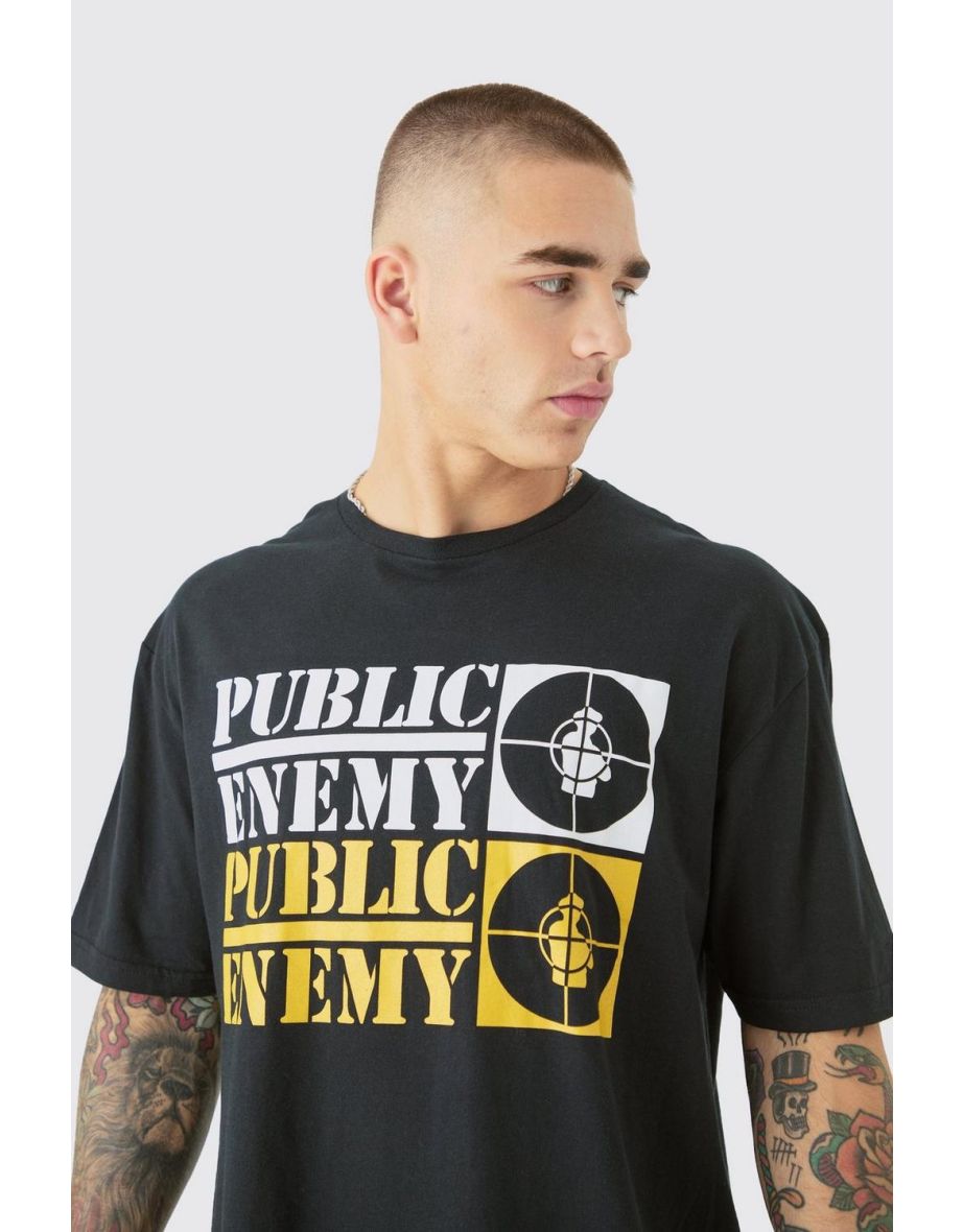 Oversized Public Enemy License T-shirt - black