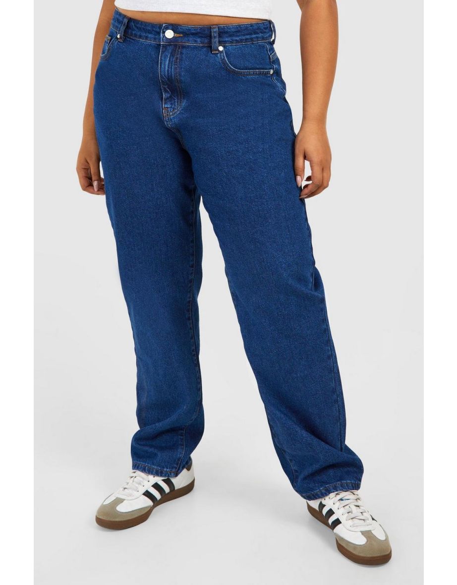 Plus Loose Fit Mom Jeans - mid blue - 3