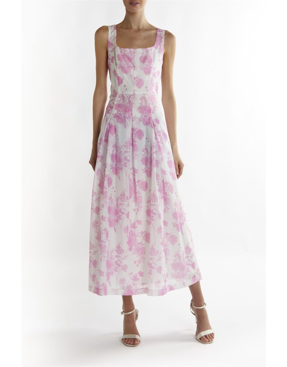 Candy-Pink Floral Leanna A-line Midaxi-Dress - 2
