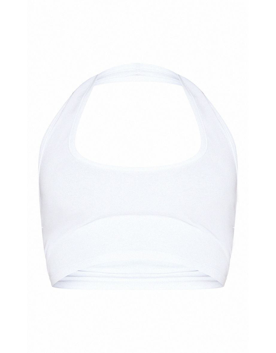 Essential White Halterneck Crop Top - 4