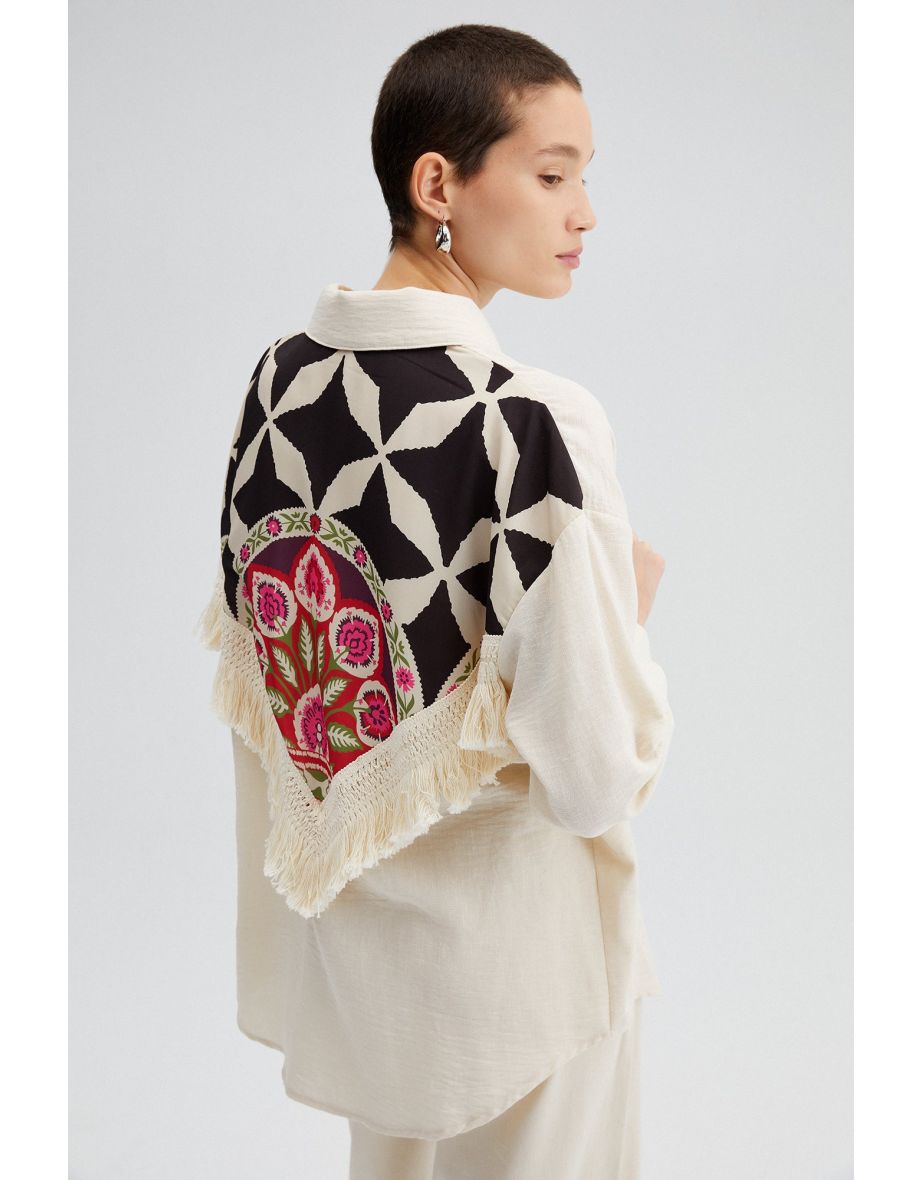 TASSEL DETAIL PRINTED SHIRT