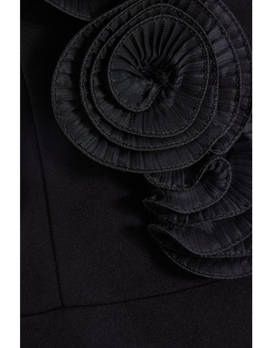 Black Floral Applique Maxi Dress - 5