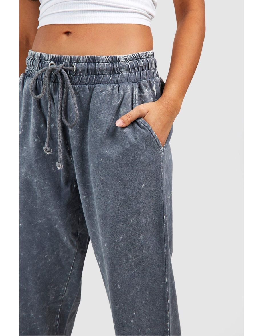 Petite Acid Wash Jogger Bottom - acid wash black - 3