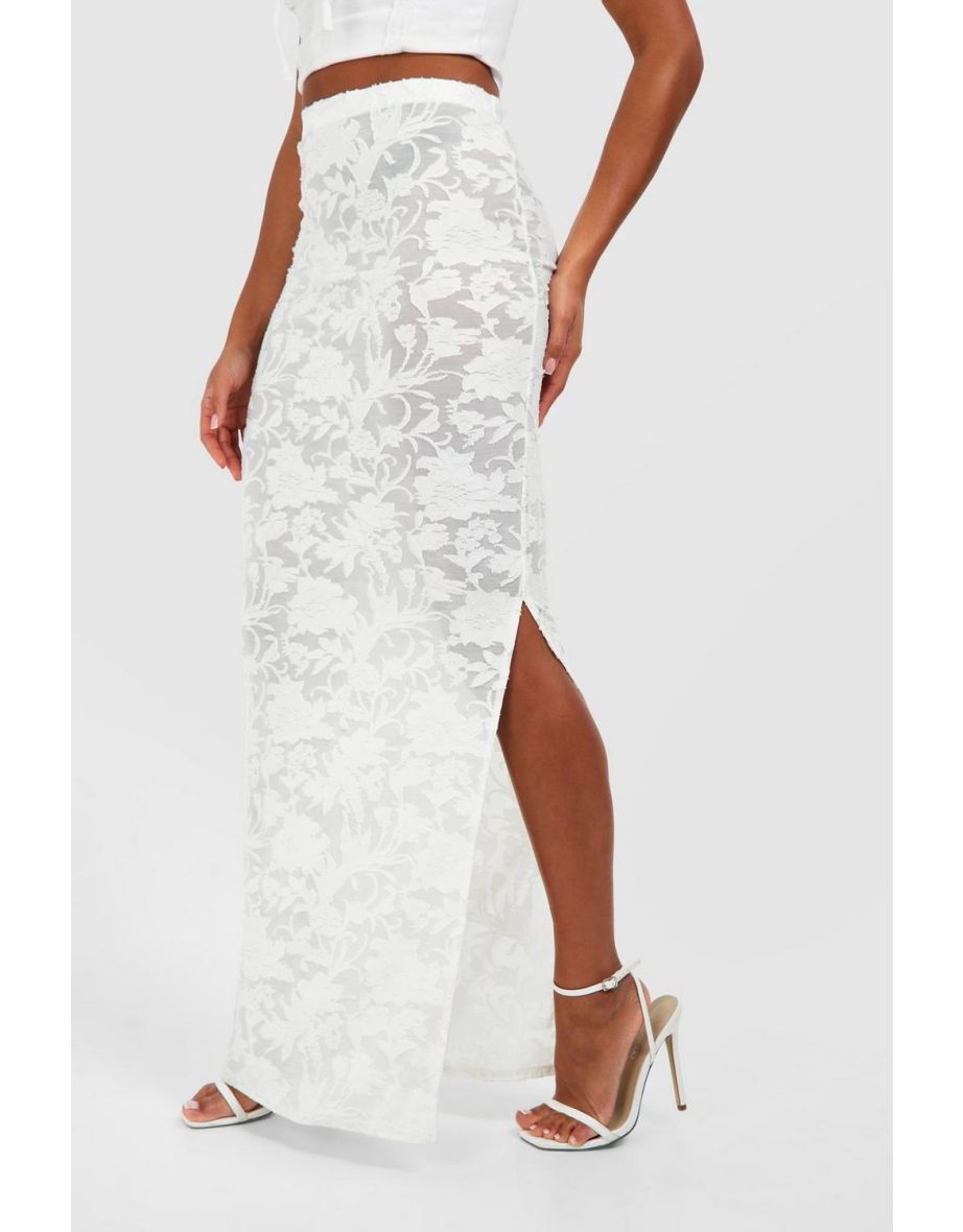 Lace Maxi Skirt - white - 3