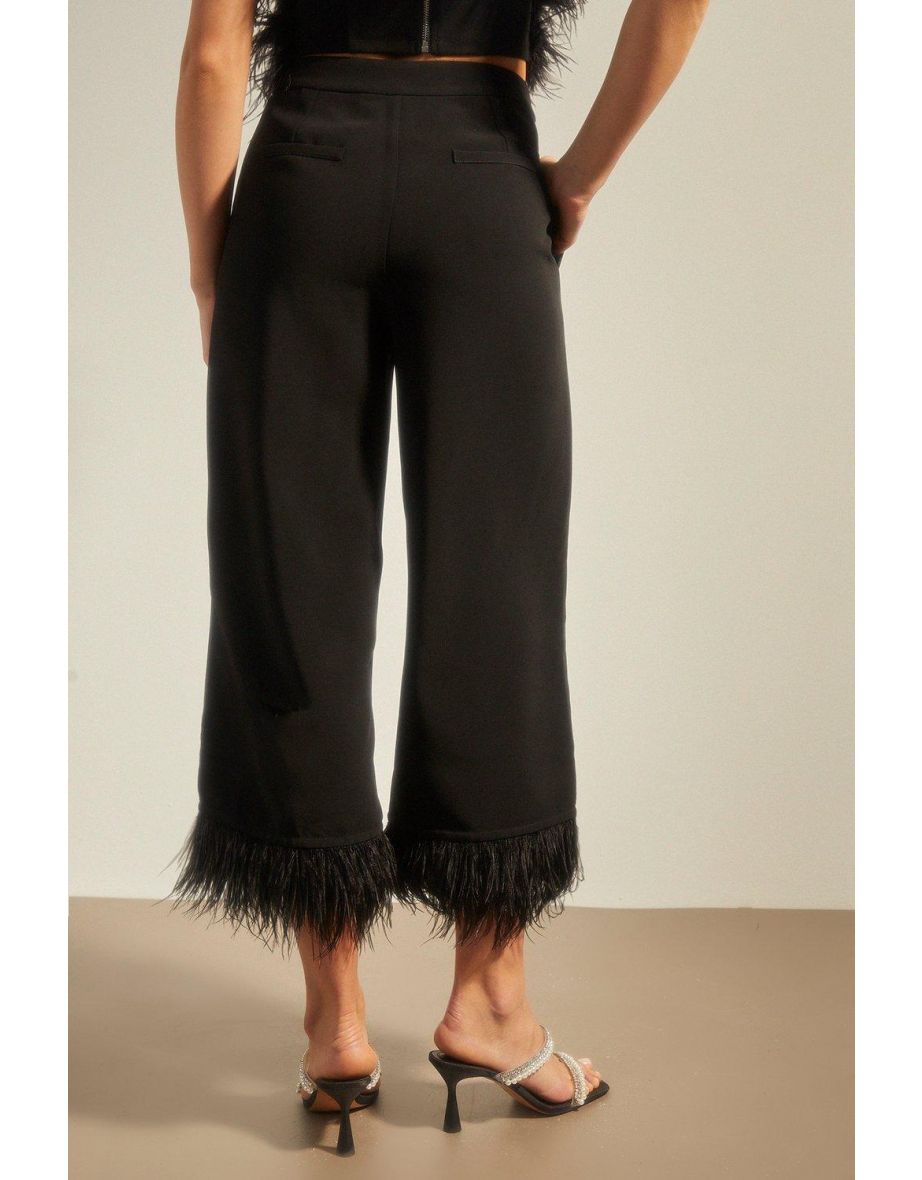 Faux Feather Hem Tailored Trouser - 2