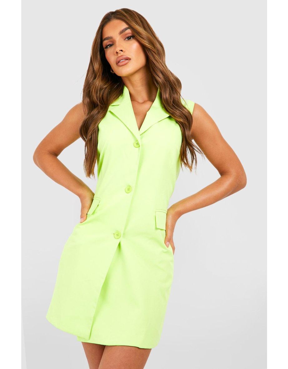 Sleevless Blazer Dress - lime