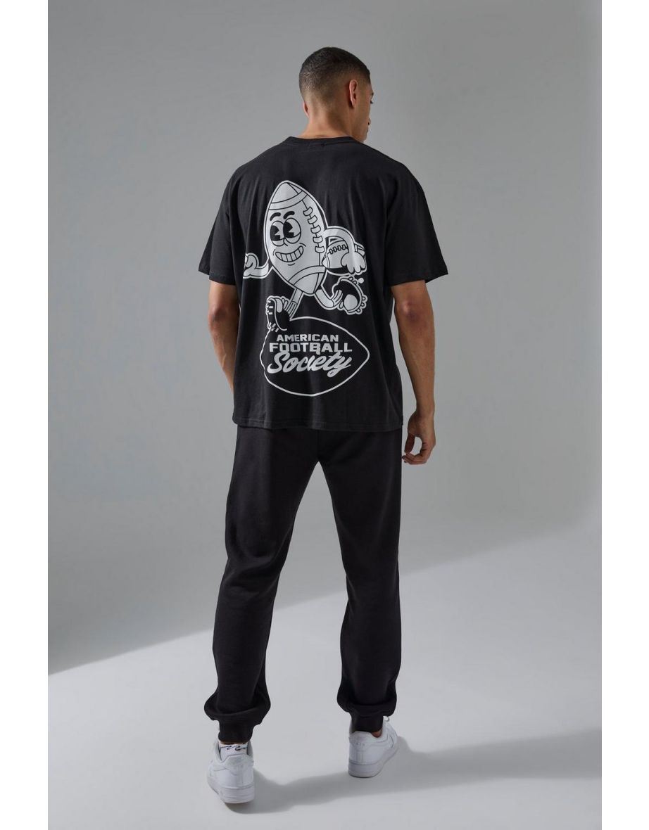 Man Active American Football Society Oversized T-shirt - black - 2