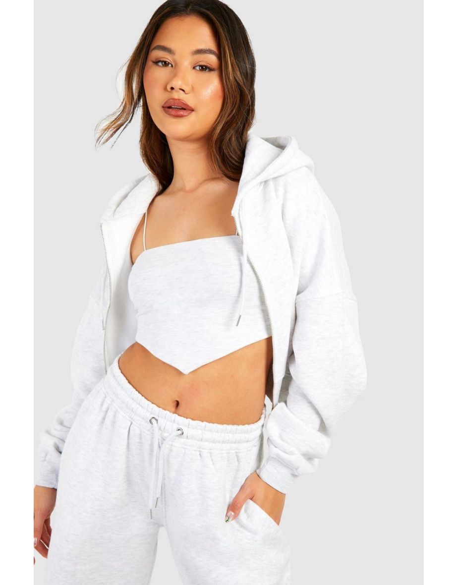 Double Layer Corset Top 3 Piece Hooded Tracksuit - ash grey - 3