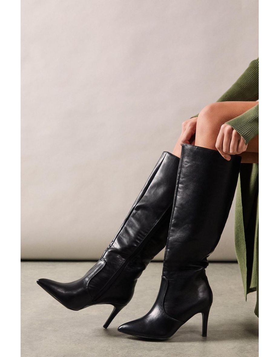 Wide Fit Holland Stiletto Pointed Knee High Boots
