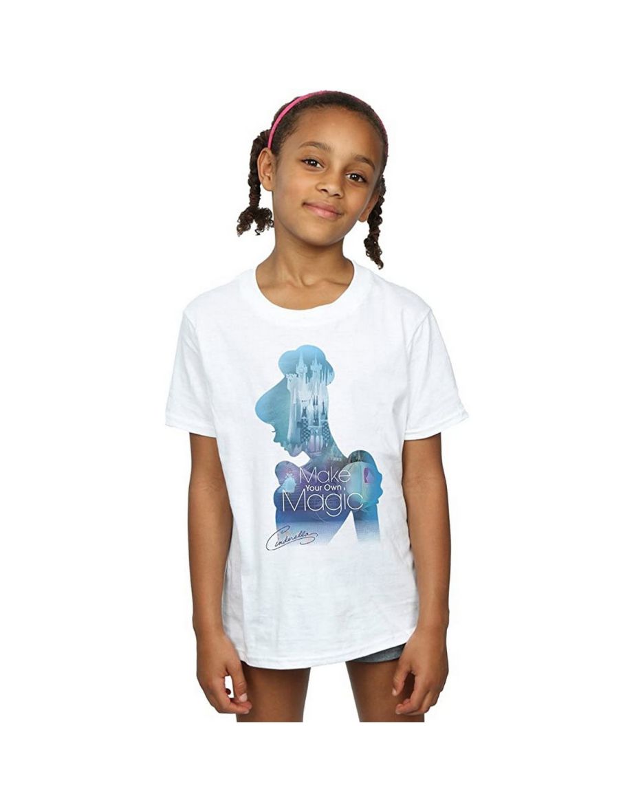 Cinderella Girls Make Your Own Magic Silhouette Cotton T-Shirt - White