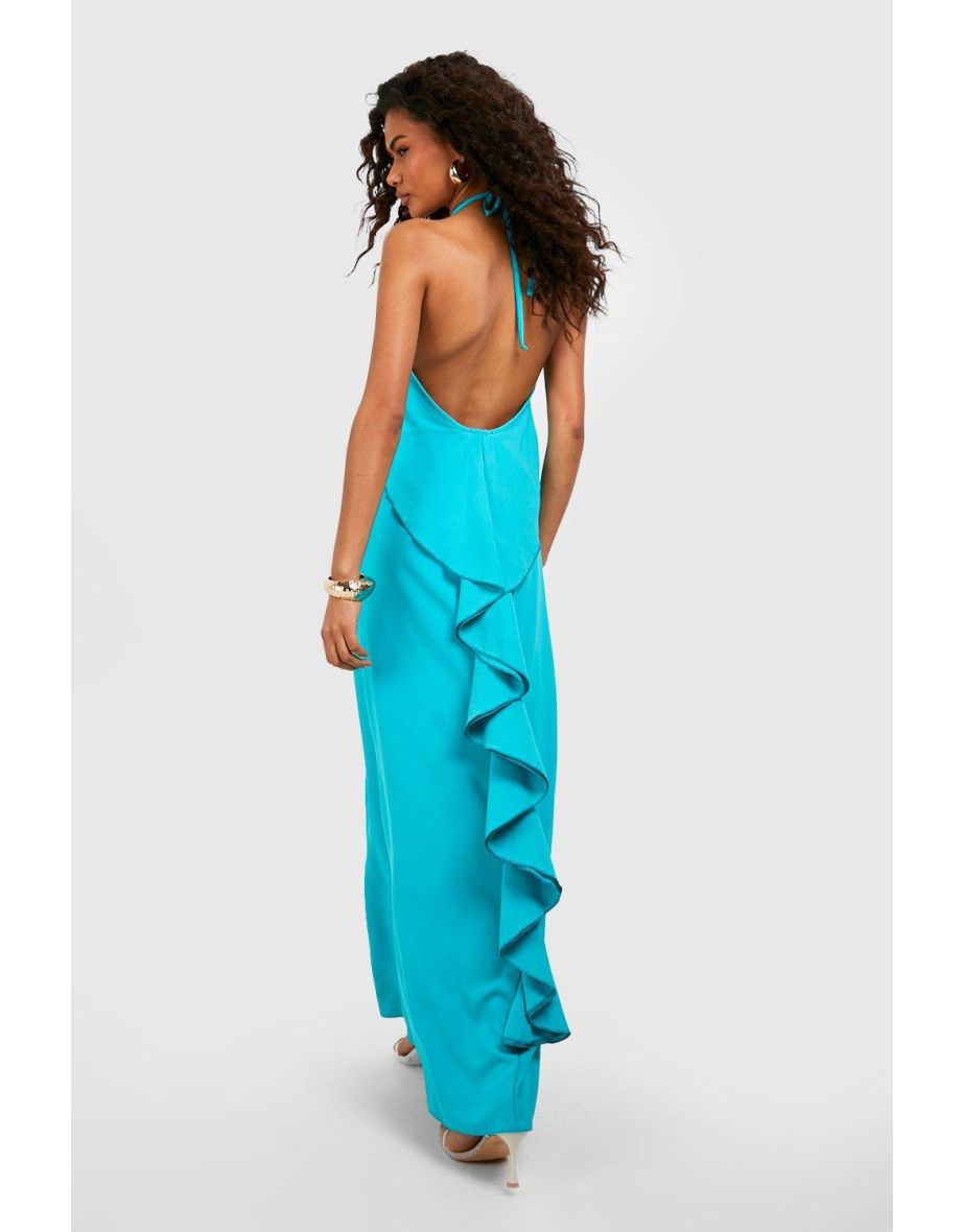 Aqua tiered floral halter dress sale