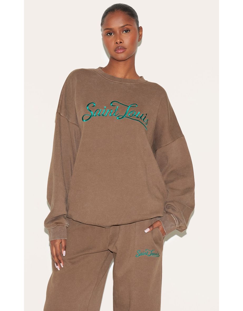 Taupe Saint Louis Embroidered Sweatshirt
