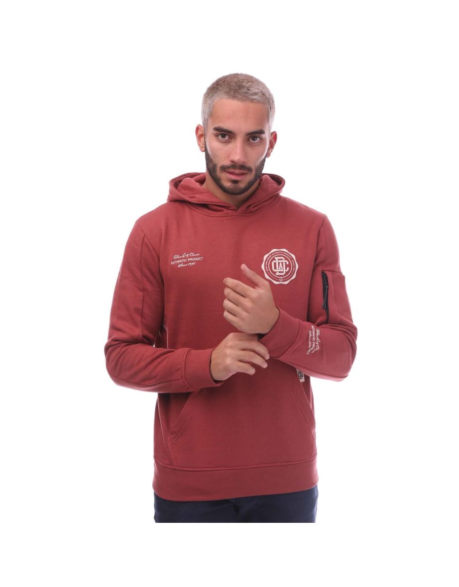 Men's Duck and Cover Keyaan Logo Hoodie in Red