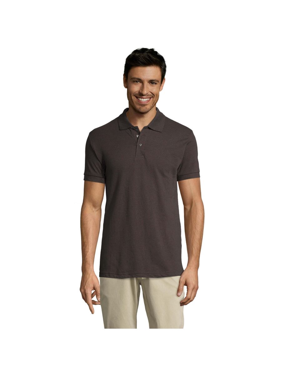 SOLs Mens Prime Pique Plain Short Sleeve Polo Shirt - Dark Grey - 3