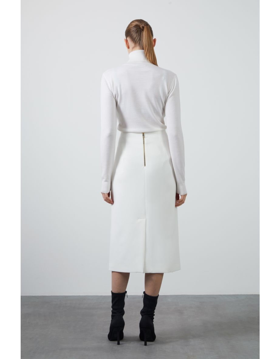 Plain Ecru Midi Skirt - 2