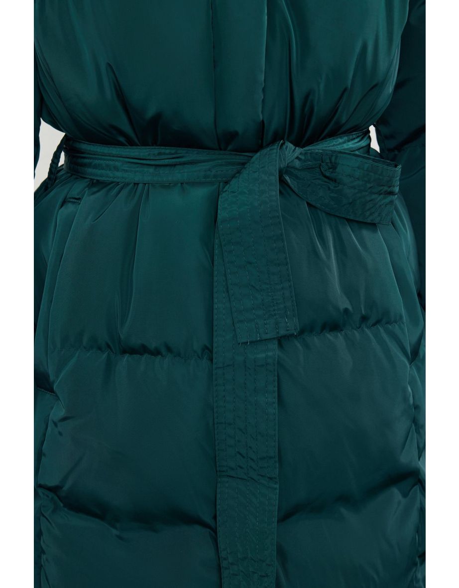 Dark Green Regular Belted Coat - 6