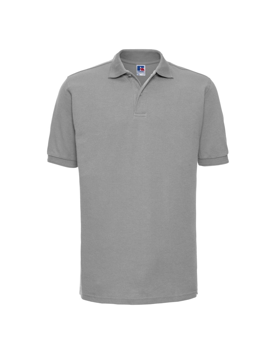 Russell Mens Ripple Collar & Cuff Short Sleeve Polo Shirt - Light Oxford