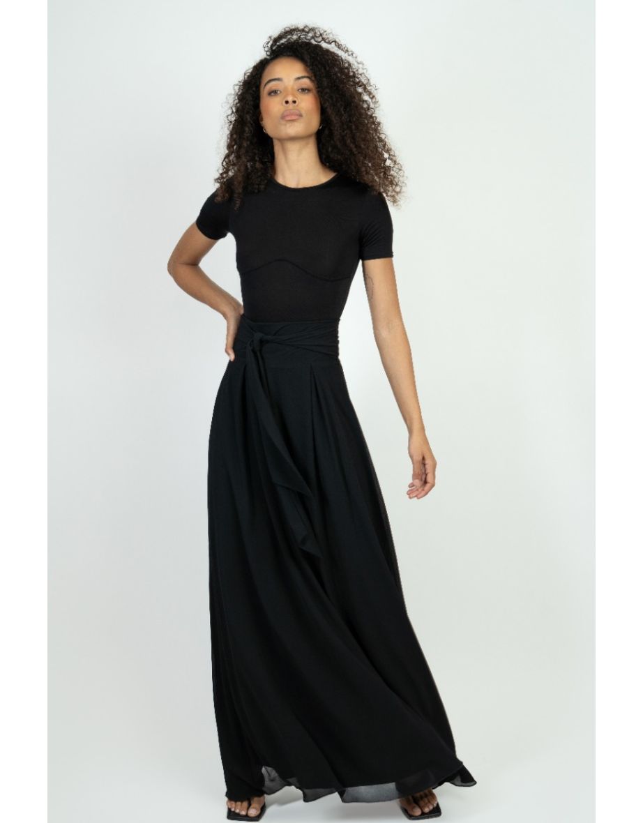TFNC Mira Black Maxi Skirt