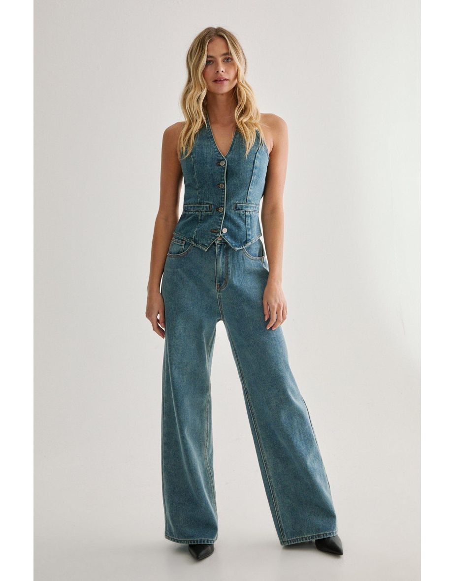 Denim Backless Waistcoat