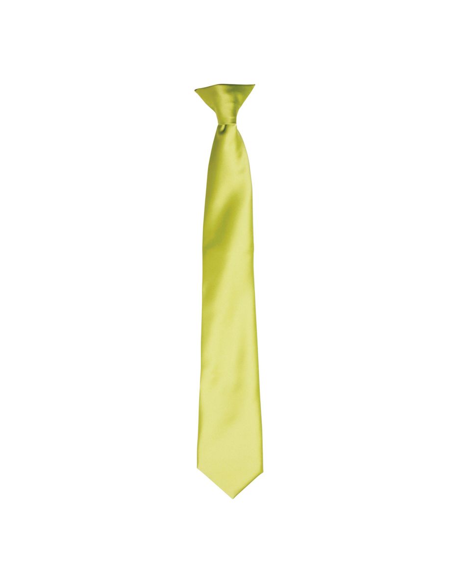 Premier Colours Mens Satin Clip Tie - Lime