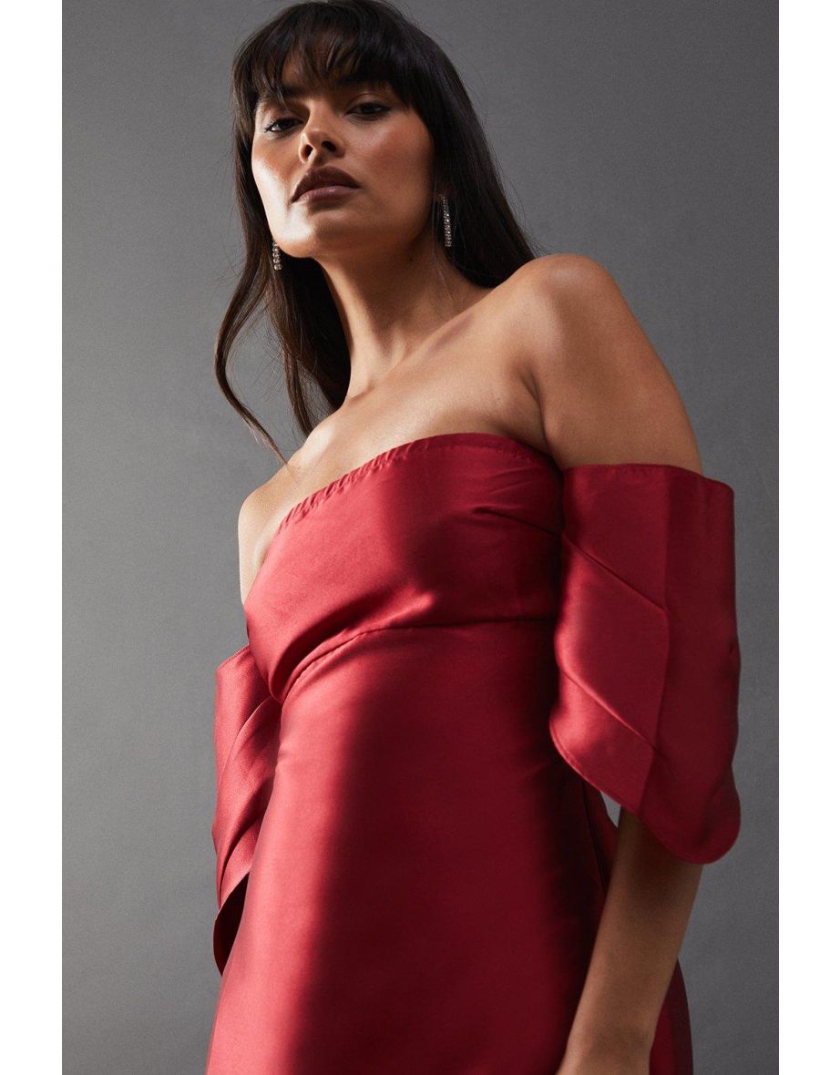 Structured Puff Sleeve Bardot Dress - 3