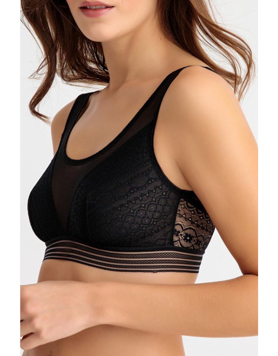 Laced Tulle Non-Underwired Sports Bralette