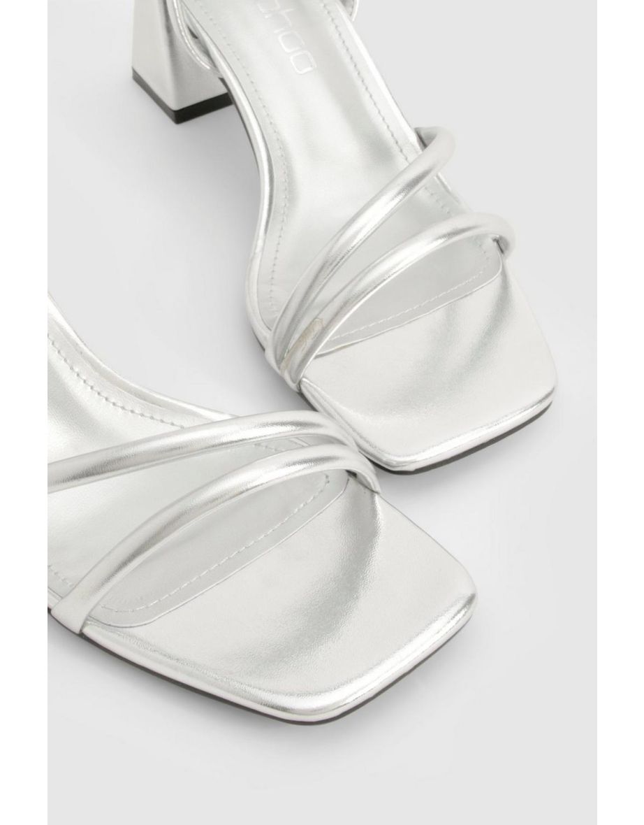 Metallic Asymmetric 2 Part Block Heels - silver - 3