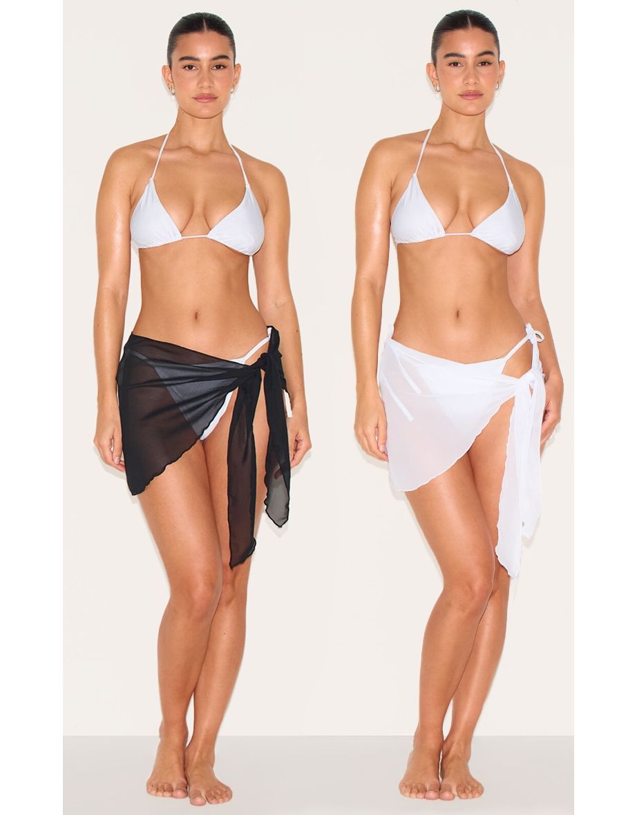 White & Black Two Pack Chiffon Sarongs