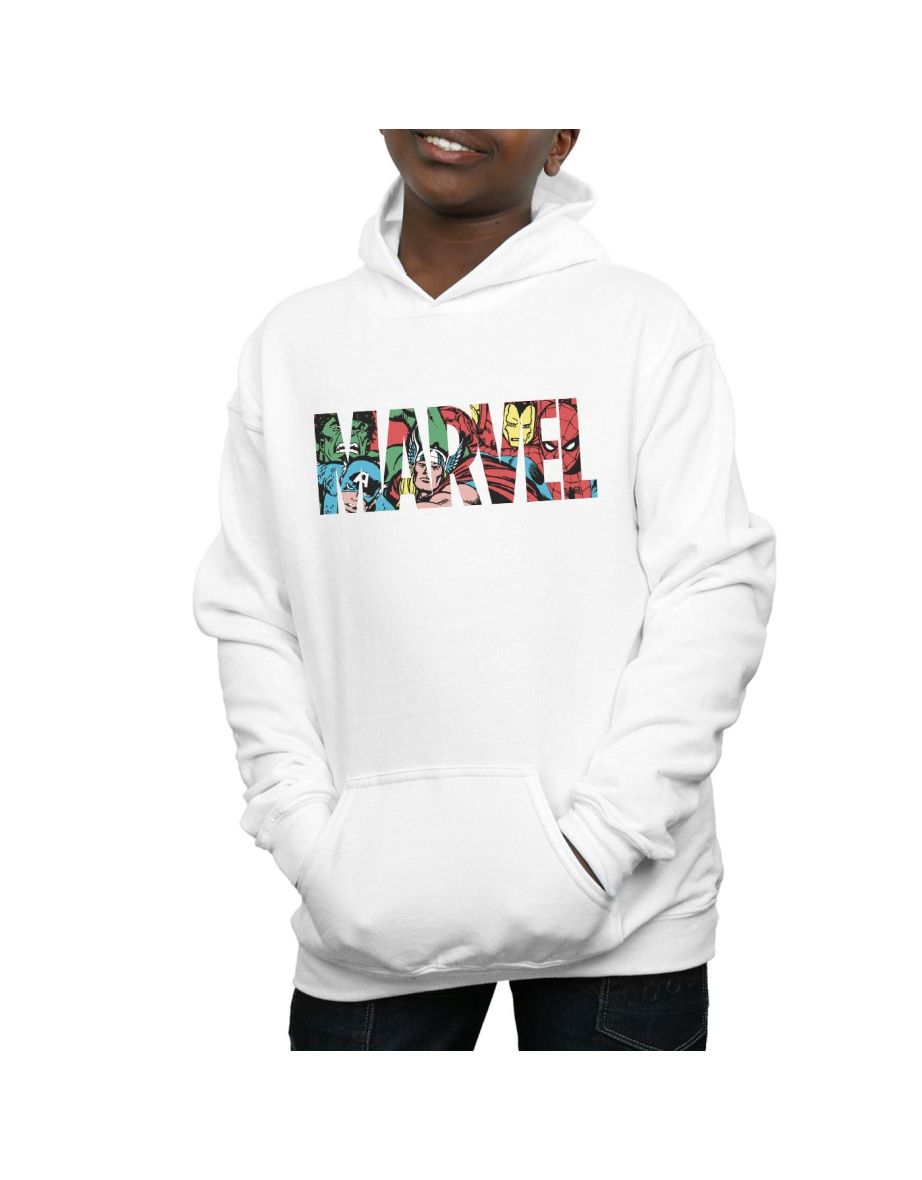 Marvel Comics Boys Logo Character Infill Hoodie - White - 3